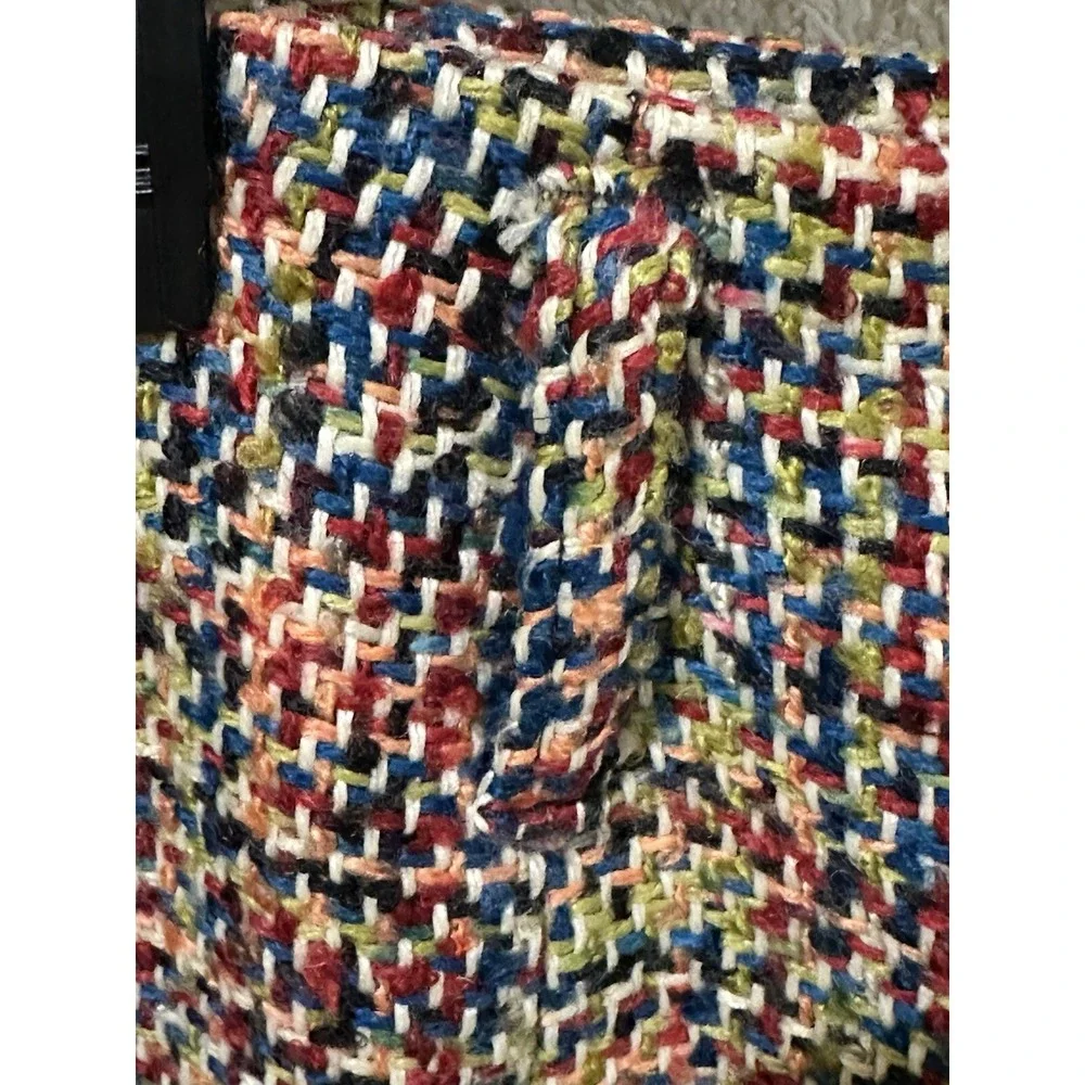 O Oscar by Oscar De La Renta Wool Blend Skirt Size 16W Fringe Rainbow Multicolor